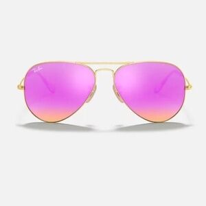 Ray-Ban Aviator Flash Sunglasses Pink Lenses Magenta Flash
